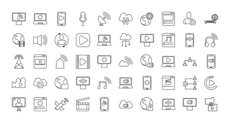 Obraz na płótnie Canvas bundle of streaming set icons