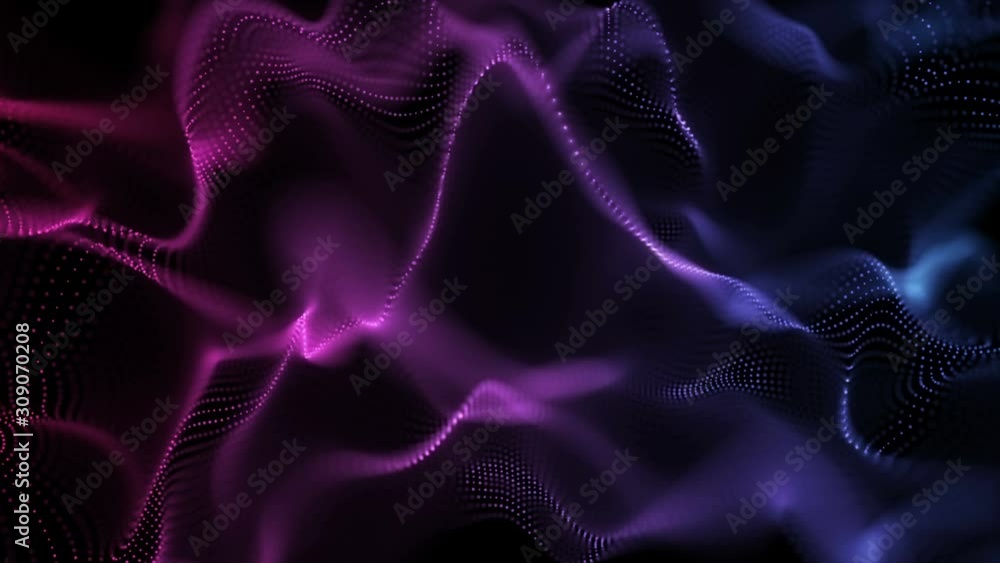 Poster 4k video. lines abstract. looped animation. wave pattern. dotted lines. neon waves. particles backgr