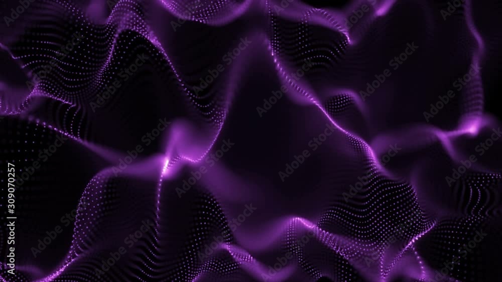 Poster 4k video. lines abstract. looped animation. wave pattern. dotted lines. neon waves. particles backgr