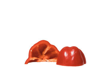 fresh red bell pepper on white background