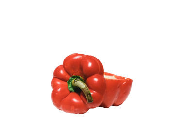 fresh red bell pepper on white background