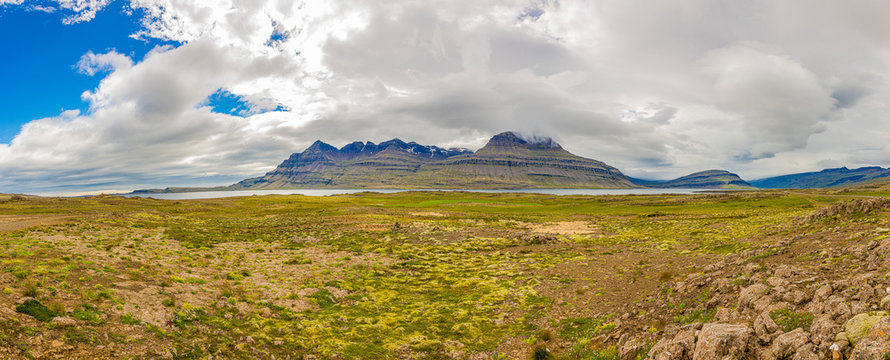 Picture of wild and deserted nature in eastern iceland in summer
