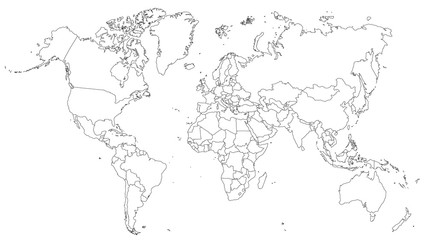 World map on white background