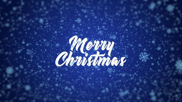 Merry Christmas postcard animation in after effects. Animated text and snow on blue background