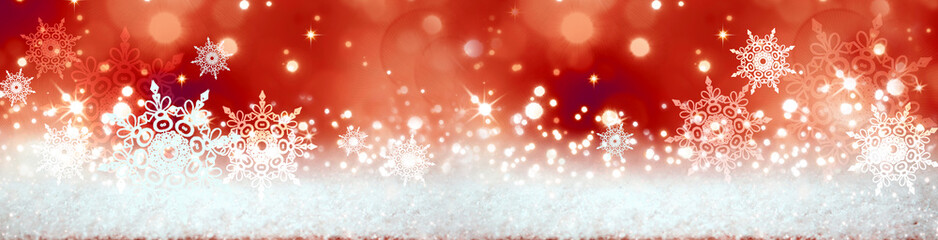 Christmas background with bright lights and snowflakes
