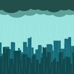 Rain in the city silhouette design vector illustration