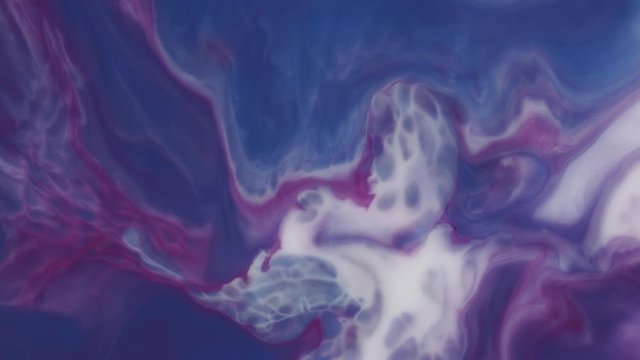 파란색, 보라색, 흰색 물감이 물과 함께 섞이는 대리석 컨셉의 비주얼