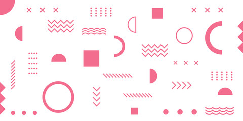 Memphis Simple Blue Abstract Circle Line Rectangle Box Arrow Cross Mountain River Pie Egypt Basic Shape Background For shirt