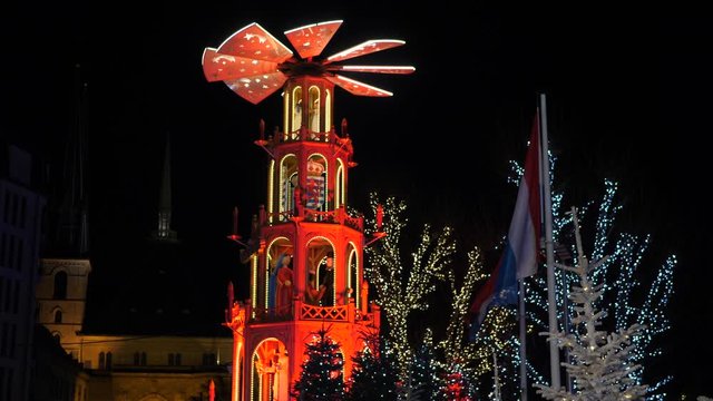 Christmas pyramid on Christmas Market in Luxembourg