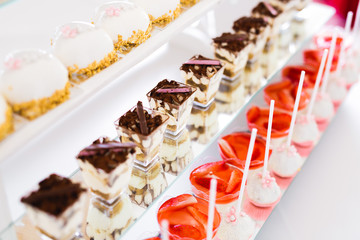 Buffet with a variety of delicious sweets, food ideas, celebration