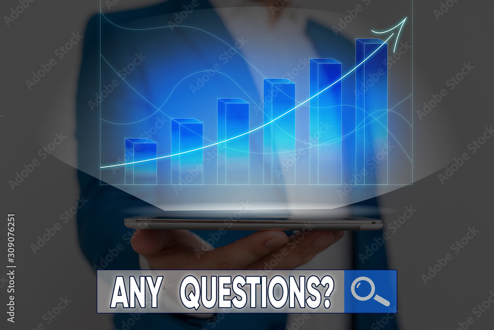 Poster word writing text any questions question. business photo showcasing you say write order to ask demon