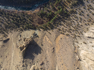 Rocks and mountains, desert. Top view, texture
