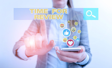 Conceptual hand writing showing Time For Review. Concept meaning review of a system or situation in its formal examination