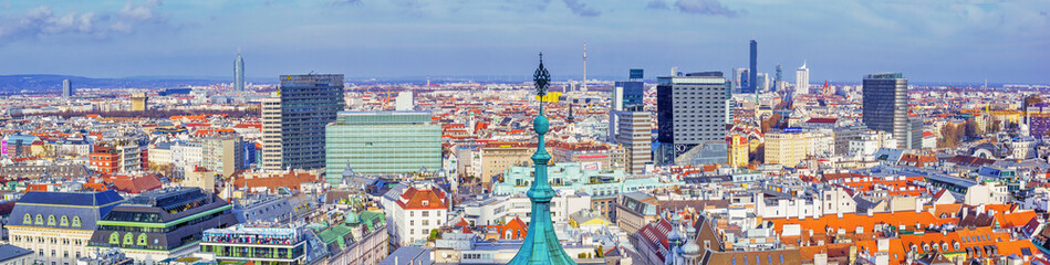 Cityscape - top view of the city of Vienna from the south tower of St. Stephen's Cathedral, Austria