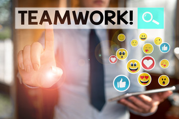 Handwriting text Teamwork. Conceptual photo combined action of group especially when effective and efficient