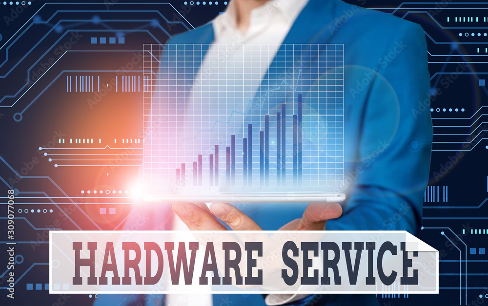 Poster conceptual hand writing showing hardware service. concept meaning act of supporting and maintaining 