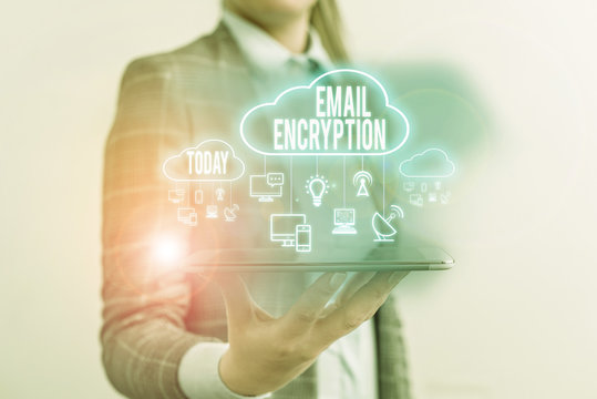 Conceptual hand writing showing Email Encryption. Concept meaning protect the content from being read by illicit entities