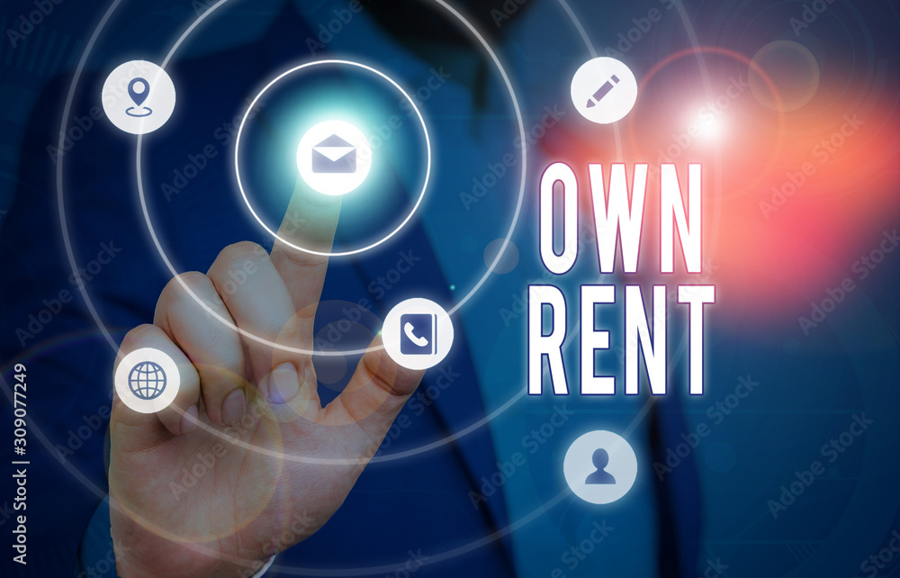 Poster conceptual hand writing showing own rent. concept meaning tangible property is leased in exchange fo