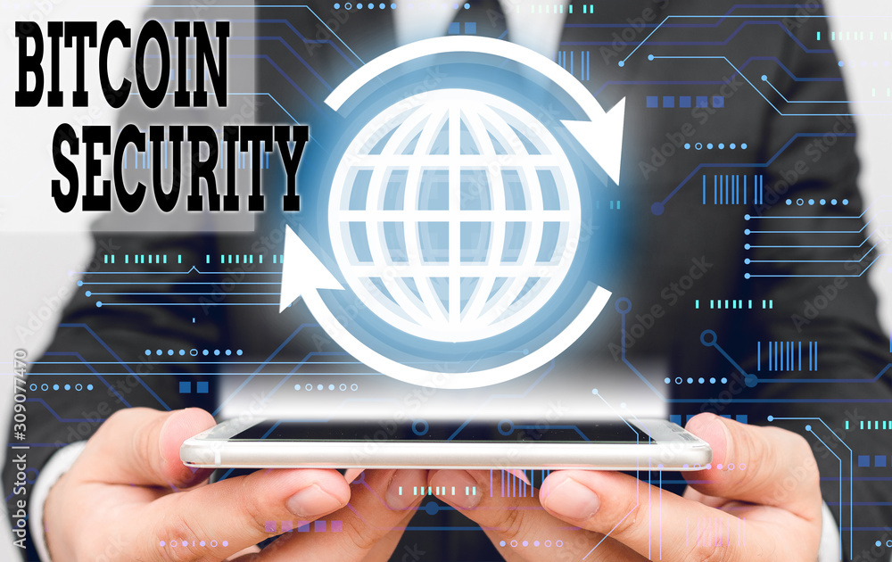 Poster handwriting text bitcoin security. conceptual photo funds are locked in a public key cryptography sy