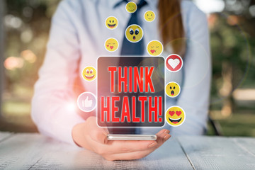 Conceptual hand writing showing Think Health. Concept meaning state of complete physical mental and...