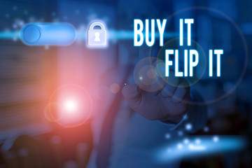 Text sign showing Buy It Flip It. Business photo text Buy something fix them up then sell them for more profit