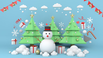 abstract geometric shape christmas tree scene concept decoration 3d rendering