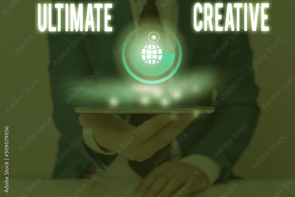 Aufkleber handwriting text writing ultimate creative. conceptual photo way of producing or using original and 