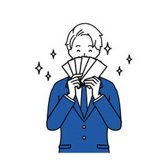 Illustration of businessman facial expression happy.