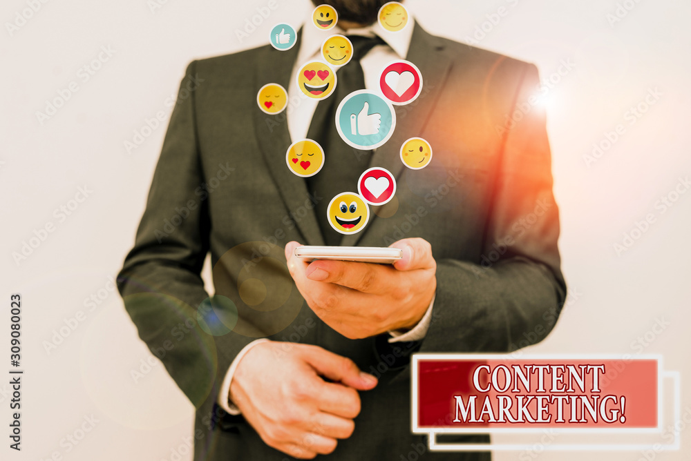 Poster text sign showing content marketing. business photo showcasing involves creation and sharing of onli