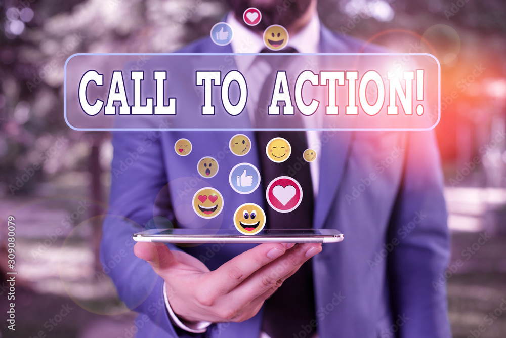 Poster text sign showing call to action. business photo showcasing exhortation do something in order achiev