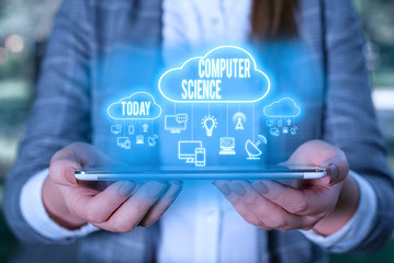Handwriting text writing Computer Science. Conceptual photo study of both computer hardware and...