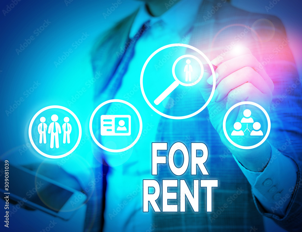 Poster conceptual hand writing showing for rent. concept meaning when you make property available for purch