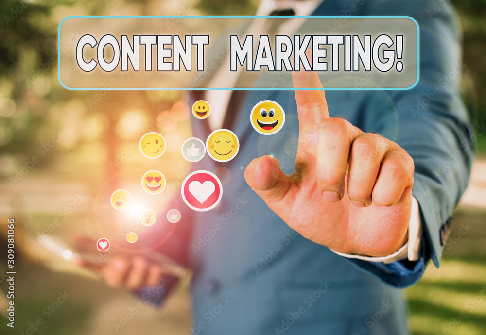 Poster writing note showing content marketing. business concept for involves creation and sharing of online