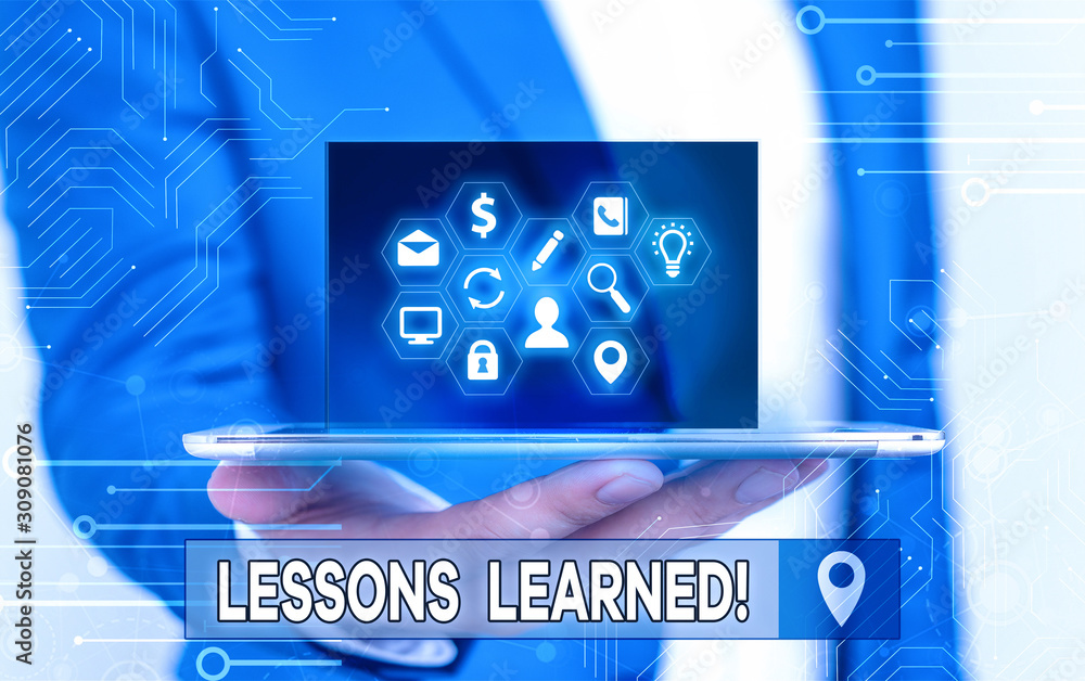 Poster handwriting text writing lessons learned. conceptual photo experiences distilled project that should