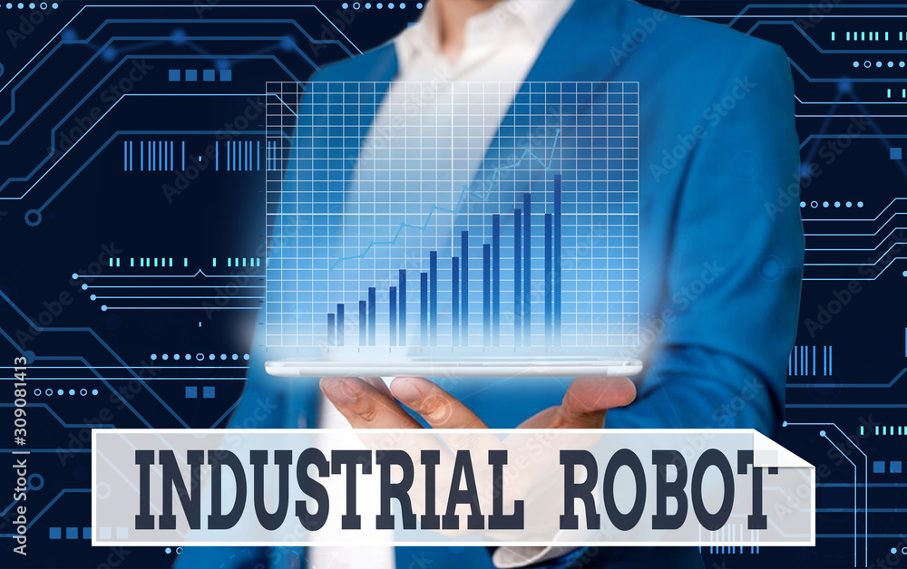 Aufkleber conceptual hand writing showing industrial robot. concept meaning robotic mechanism used in the fabr