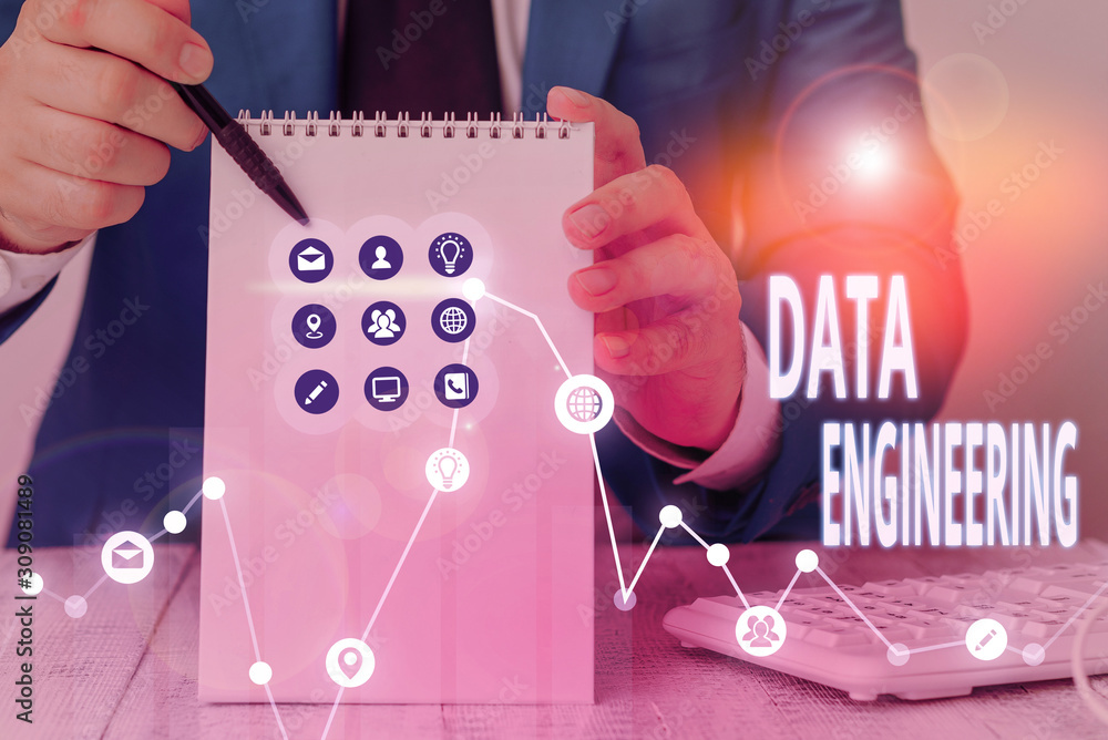 Poster word writing text data engineering. business photo showcasing data science that focuses on practical