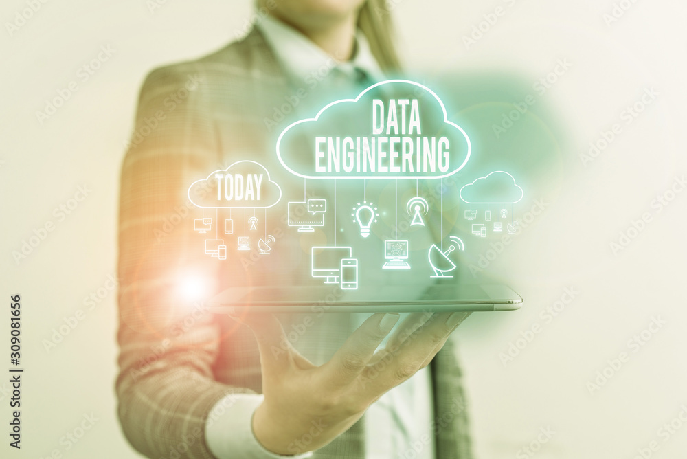 Poster conceptual hand writing showing data engineering. concept meaning data science that focuses on pract