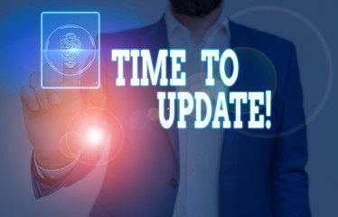 Conceptual hand writing showing Time To Update. Concept meaning this is right moment to make something more modern new