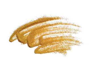 Pile of wood shavings and wood powder isolated on white background. Wood sawdust on white background.