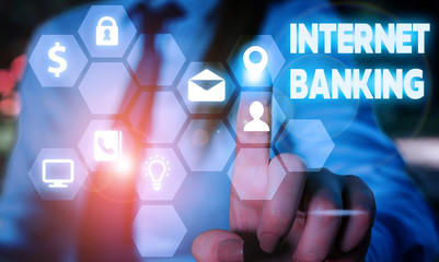 Conceptual hand writing showing Internet Banking. Concept meaning banking method which transactions...