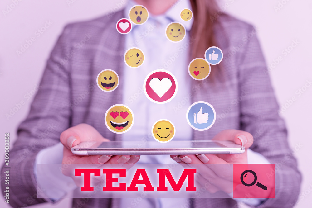 Poster conceptual hand writing showing team. concept meaning group of showing working together