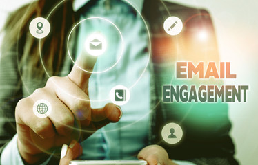 Conceptual hand writing showing Email Engagement. Concept meaning measure how subscribers engage in the email campaigns