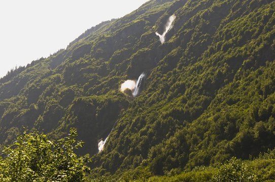 Multiple Waterfalls Near Stewart, BC, Canada