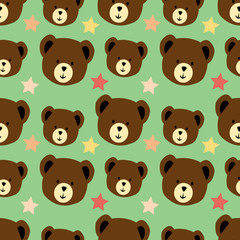 cute bear head seamless pattern vector illustration background