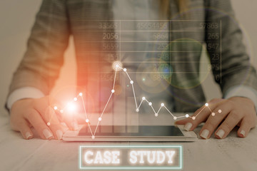 Text sign showing Case Study. Business photo showcasing research methodology that has commonly used in social sciences