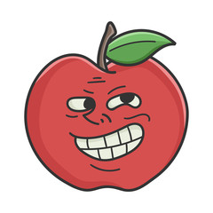 Trolling meme red apple cartoon apple isolated on white