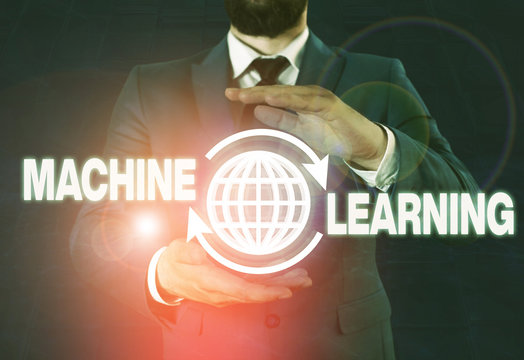 Writing note showing Machine Learning. Business concept for scientific study of algorithms and statistical models