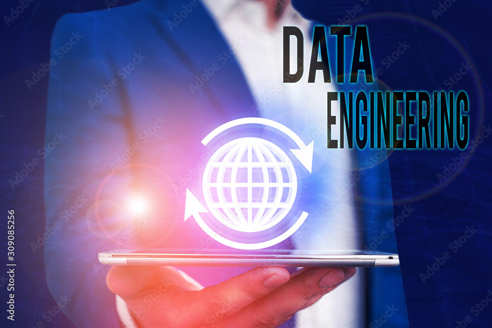 Poster handwriting text writing data engineering. conceptual photo data science that focuses on practical a