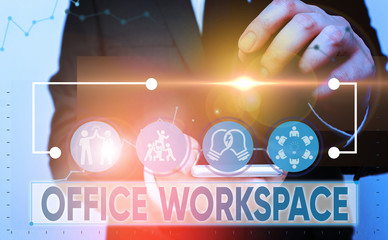 Text sign showing Office Workspace. Business photo showcasing any location or venue where demonstrating work is performed