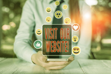 Conceptual hand writing showing Visit Our Website. Concept meaning visitor who arrives at web site...